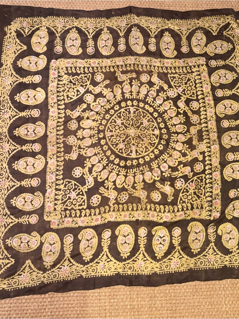 Indian block print (Kalamkari design) scarf wrap 60x60